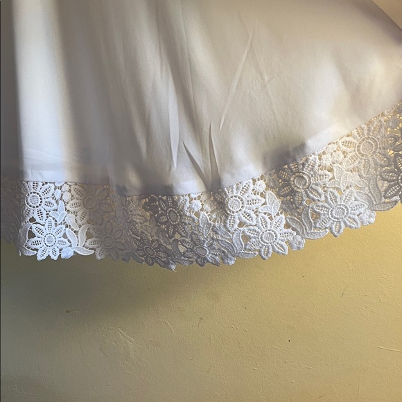 Express White Dress sleeveless- very soft halter-ish, eye catching lacy hemline. - Picture 7 of 9